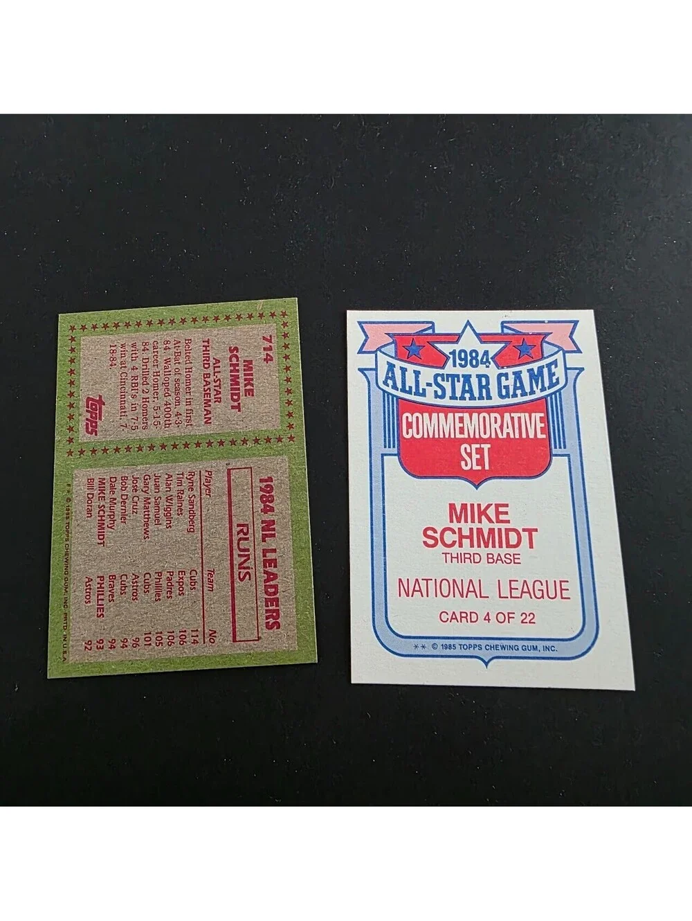 1985 Topps Mike Schmidt All Star Lot of 2 #714 & Glossy #4